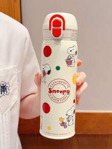 SNOOPY كوب معزول من الفولاذ المقاوم للصدأ بسعة 500 مل بتصميم سنوبي، كوب مع قش كبير السعة، زجاجة مياه للطلاب، كوب رياضي محمول، مناسب للجنسين - متعدد الألوان - مشاهدة 14