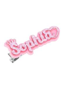 Customized Acrylic Name Hair Clip, Cute Cartoon Design, Couples Letter Acrylic Holiday Valentine's Day Gift, Unique Gift Choice - Sparkling Pink-half Heart - View 10