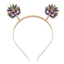 Mardi Gras Headband Rhinestone Fleur De Lis Hairband Carnival Letter Mask Hair Hoop Costume Party Hair Accessory For Festive Celebrations Sparkling Decorative Headwear With Elegant Design And Comfortable Fit - 狂歡節3 - 查看 5