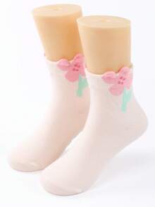 3 双四季适用袜子；防滑家居袜；3D 花卉图案女童袜，可爱甜美防滑幼儿袜；热销 - 彩色 - 查看 7