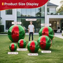 Inflatable Mirror Ball, Big Shinny Balls Inflatable Large Event Decoration, Reusable PVC Hanging Disco Ball Party, Concert, Stage, Wedding Decor - No Pump IncludedRedGreen Stripes, 0.5 19. Inch - Red & Green Stripes + 0.5 M/19.7 Inch - View 4