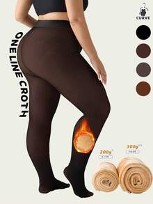 New 200g/300g Plus Size Women Tights, Tight Fit , Autumn/Winter Thermal Lined Tights, High Stretch Seamless , Cozy - Multicolor - View 2