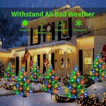 8 Pieces Of Solar-Powered Christmas Tree Lights - Waterproof IP45, Suitable For Outdoor Lawns - Solar Outdoor Lights, Holiday Decorations, Outdoor Courtyards, Gardens, Lawns, Pathway Lights, Ambient Lights, Christmas Courtyard Decorative Lights