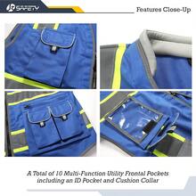 10 Pockets High Visibility Zipper Front Blue  Vest With High Reflective Strips Meets ANSI/ISEA Standards (Medium, 88-Blue),24200187 - 藏蓝色 - 查看 2