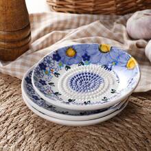 Plato de servir multiusos de cerámica, molinillo manual de cerámica, diseño floral polaco, pintado a mano con esmalte, apto para jengibre, ajo, queso y verduras, diseño no eléctrico, diseño de plato de cerámica, portátil y fácil de limpiar, menaje de cocina de moda, molinillo de ajo, hecho a mano, apto para hoteles, restaurantes y hogar - Multicolor - Ver 2