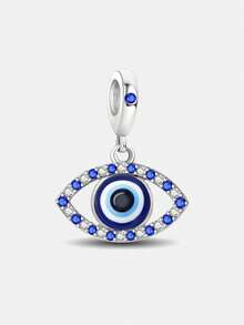 1 PC 925 Sterling Silver Blue Devil's Eye Palm Puppy Pendant Charm Pendant Ball Suitable For Bracelets DIY Women's Jewelry