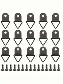 [Metal Picture Hanger] 10pcs Triangle Metal Picture Hanger | Wall Photo Frame Hook With Screws, Small Hanging Ring For Art Display, 100pcs 50 Hooks + 50 Screws, 200pcs 100 Hooks + 100 Screws
