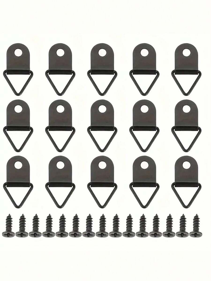 [Metal Picture Hanger] 10pcs Triangle Metal Picture Hanger | Wall Photo Frame Hook With Screws, Small Hanging Ring For Art Display, 100pcs 50 Hooks + 50 Screws, 200pcs 100 Hooks + 100 Screws