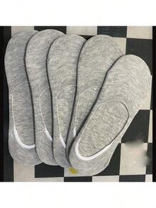 5 Pairs Men's Minimalist Boat Socks, Low-Cut Hidden Design, Lightweight & Non-Slip - Multicolor - View 6