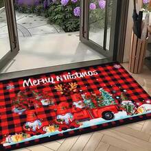 1 pieza Diseño de Gnomo Navideño y Árbol de Navidad, de fácil cuidado, resistente a la suciedad, adecuado para sala de estar/dormitorio/estudio/oficina/pasillo/cocina/entrada, creando ambiente navideño, estilo nórdico, aplicable para Navidad, alfombra de entrada con estampado de árbol, alfombra de felpa, alfombra gruesa, alfombra esponjosa, alfombra de otoño/invierno, alfombra gruesa para cocina