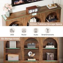 Tribesigns TV Stand For 55/60/65 Inches TV, Farmhouse Entertainment Center With Storage Cabinets, Modern Media Television Console Table For Living Room Bedroom - Dark Brown - 查看 6
