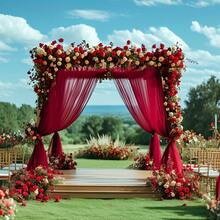 1 Stück eleganter burgunderroter Hochzeitsbogen Vorhang aus Tüll, romantische Braut-Zeremonie Dekoration, geeignet für Liebesthemen-Anlässe, Hochzeiten Outdoor, Geburtstage, Heiratsanträge, Verlobungen, Weihnachten, Silvester-Partys, burgunderroter Vorhang, Größe 75*600cm, 160*600cm, 160*1000cm