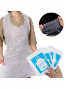 10pcs/20pcs Disposable Plastic Waterproof Kitchen Aprons, Individually Packaged, Unisex Kitchen Protective Clothing, Food Service Disposable Accessories