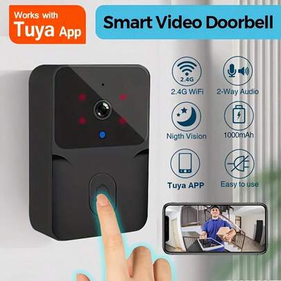 Intelligent Visual Doorbell Camera, Smart Wireless Doorbell, Smart Wireless Doorbell, Doorbell Camera, Two-Way Voice Intercom, 2.4GWi-Fi Connection, USB Charging, Battery-Powered Doorbell That Can Be Connected To A Mobile Phone, Real-Time Application To View The Doordoor Monitoring Wireless Doorbell Camera Is The Ideal Choice