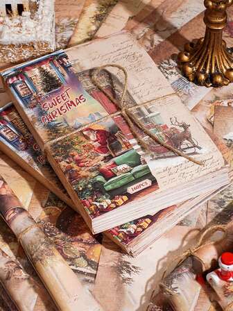 160 Stücke/Packung hochwertiges Papier mit weihnachtlichen Motiven, mit kreativen Weihnachtsmustern, geeignet zum Basteln von Urlaubsjournalen, Weihnachtsdekorationen und Geschenkboxen für Partys