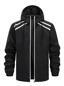 Chaqueta con capucha con cremallera frontal de manga larga para hombre, adecuada para otoño/invierno