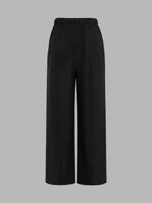 ANCHOSE Women's Elegant Black Slim Fit Tailored Trousers For Commuting, Autumn