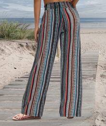 VIOPY Pantalones Pierna Ancha Mujer Casual Pantalón Ancho de Mujeres Elegante Cintura Alta Pantalon Recto Moda Dama Holgado Comodos Trousers Pants con Bolsillos - Color F - Ver 4