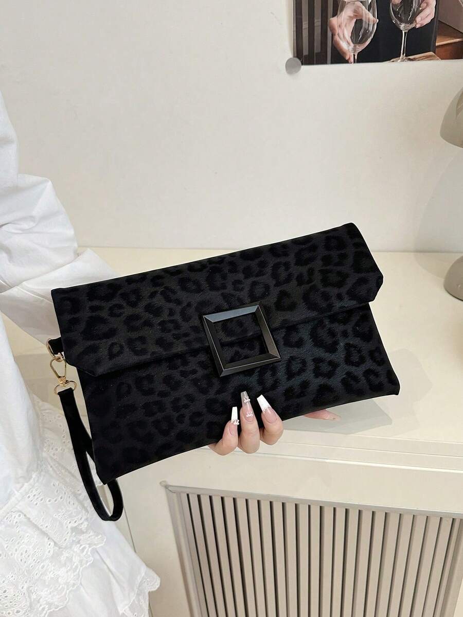 Women's Clutch Bag, Fashionable Leopard Print Small Square Bag, Flap Cover Handbag ,Wedding , Wedding