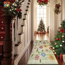 1 pieza/2 piezas Alfombra de baño con patrón de flores coloridas, material de cachemira sintética, decoración esponjosa adecuada para baños, entradas, cocinas y decoraciones festivas, lavable a máquina, idea de regalo