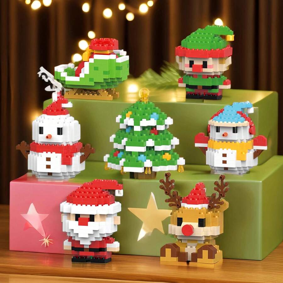 ZOULEBAOBEI Christmas Series Christmas Tree Building Blocks Reindeer Bells Beads Puzzle Toys, Best Christmas Gift Mini Christmas Character Building Block Toys, Christmas Santa Claus, Christmas Train, Snowman, Christmas Tree, Reindeer, Christmas Themed Toys, DIY Children Toys, Christmas Gifts - Christmas Series - View 1