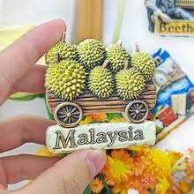 1/2pcs Malaysia Petronas Twin Towers Kuala Lumpur Travel Souvenir Refrigerator Magnet, Tropical Rainforest Hibiscus Blue Lake Home Decor Magnets, Meaningful Creative Gift For Office, Kitchen, Cabinet, Southeast Asia Trip Durian Car - Multicolor - View 19