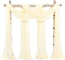 8 Panels 28" X 20ft Dusty Rose Wedding Arch Draping Chiffon Fabric For Ceremony, Arbor Drapery, Reception Decor, Party Sheer Backdrop Curtains, 2025 - Beige - View 11