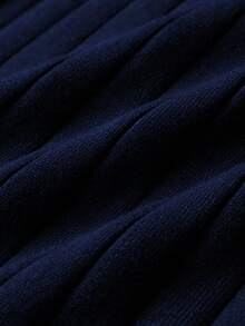Men's Casual Ribbed Knit Sweater, Round Neck, Minimalist & Fashionable For Everyday Wear - Navy Blue - View 2