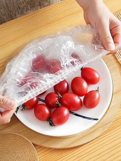100/200/300pcs Transparent Refrigerator Fruit Dust Cover, Made Of PP Material, Stretchable Bowl And Plate Sealing Film, Suitable For Kitchen And Dining Room, Keeps Food Fresh, Applicable For Meal Prep, Leftovers, Fruits, Vegetables, Snacks, Etc.