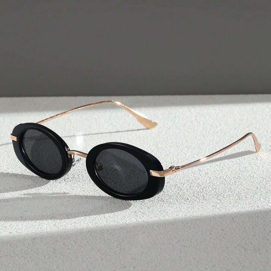 1 Pair Bohemian Style PC (Polycarbonate) Full Frame Oval Retro Glasses, Suitable For Spring, Summer, Autumn And Winter, Suitable For Photography And Gifts, Simple And Versatile