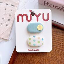 Korean Style Sweet Versatile Polka Bangs BB Clip Girls Oval Candy Color Side Hair Clip Hair Accessory - 2-格紋咖 - 查看 10
