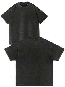 Ropa De Hombre 1PCS Retro Darc Sports Wolf Pattern T-Shirt For Men And Women - Y2K Nostalgic Washed Cotton Street Style Loose Round Neck Shirt, Comfortable For All Seasons, Machine Washable, Hip-Hop Style Casual Top, Printed Short Sleeve T-Shirt-Premium Cotton Graphic Printed Round Neck T-Shirts-365T Halloween Costumes - 黑色 - 查看 2