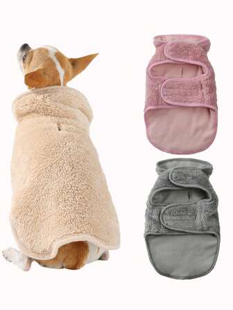 Autumn/Winter Medium/Small Dog Strap Windbreaker Jacket, Solid Color Thickened, Reversible Design For Increased Practicality, Thick Insulating Material For Warmth And Comfort, Facilitates Outdoor Activities For Pets