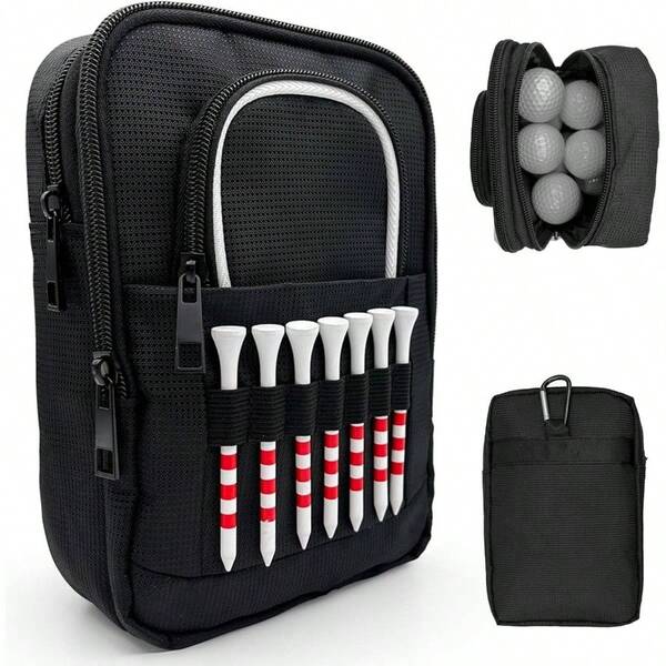 Bolsa para objetos de valor, bolsa para pelotas, organizador portátil para golfistas, bolsa grande para accesorios y artículos, como pelotas, tees, mercado - Blanco y rojo para hombres y mujeres