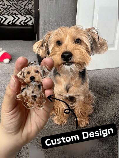1 Personalized Pet Engraved Colorful Photo Keychain, Stainless Steel And Acrylic Pendant, Transparent Design Pendant, Suitable For Hanging On Bags And Suitcases, Personalized Valentine's Day Gift