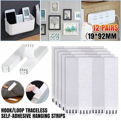 3Set (12Pairs/Set)  Strips Self Adhesive Wall Hanging Picture Frames Posters