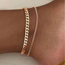 2 piezas de tobilleras minimalistas de doble capa personalizadas y de moda, adecuadas para citas y fiestas diarias de mujeres