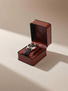 Caixa de relógio com 2 peças e bolsa de transporte, caixa de armazenamento de relógio minimalista, caixa de presente para relógio individual, caixa de armazenamento de joias, caixa de relógio de pulso, adequada para todos os estilos de relógios