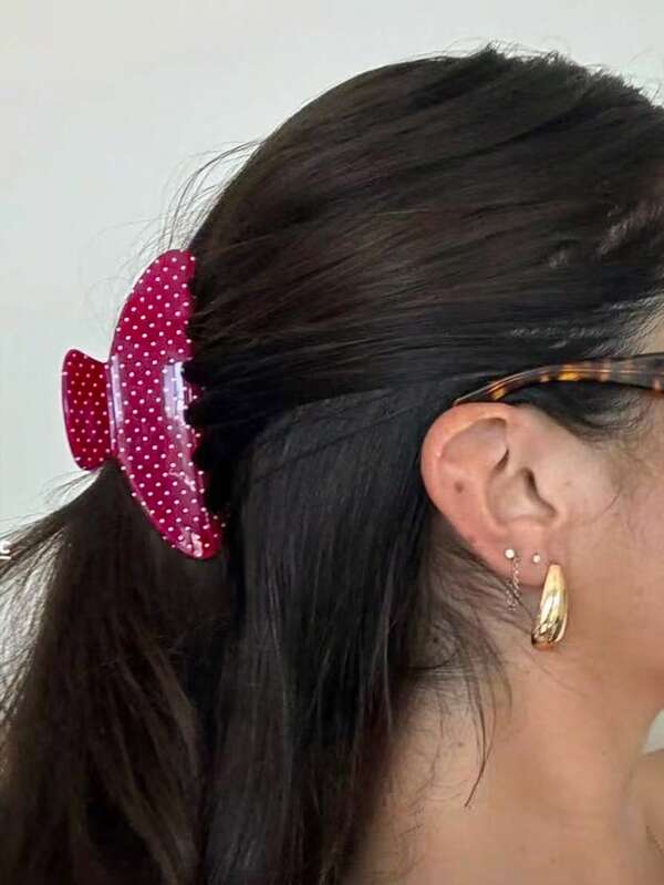 Presilha Grande de Cabelo de Acetato para Mulheres, Presilhas e Clipes de Mandíbula em Bolinhas Vermelhas/Pretas/Azul Marinho para Cabelos Finos ou Grossos, Presilhas de Cabelo Estilo Francês Acessórios de Cabelo para Penteados, Coques e Rabos de Cavalo, Presilhas de Cabelo Elegantes Clutch de Cabelo de Inverno