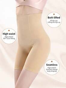 High Waist Seamless Tummy Control Body Shaper Shorts For Women Plus Size 3D Slim Fit Butt Lifting Underwear Soft Breathable Fabric Ideal For Postpartum Recovery Daily Life And Workout - Apricot - View 2