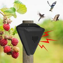 1pc Solar Powered Animal Repeller - Triangular Outdoor Garden Bird Repellent Device With 13 Sounds, Effective Wild Animal Control For Farm, Yard And Garden - Black - View 2