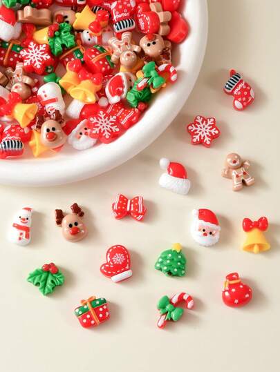 30 pezzi Decorazioni natalizie per unghie, accessori fai-da-te per manicure per donne