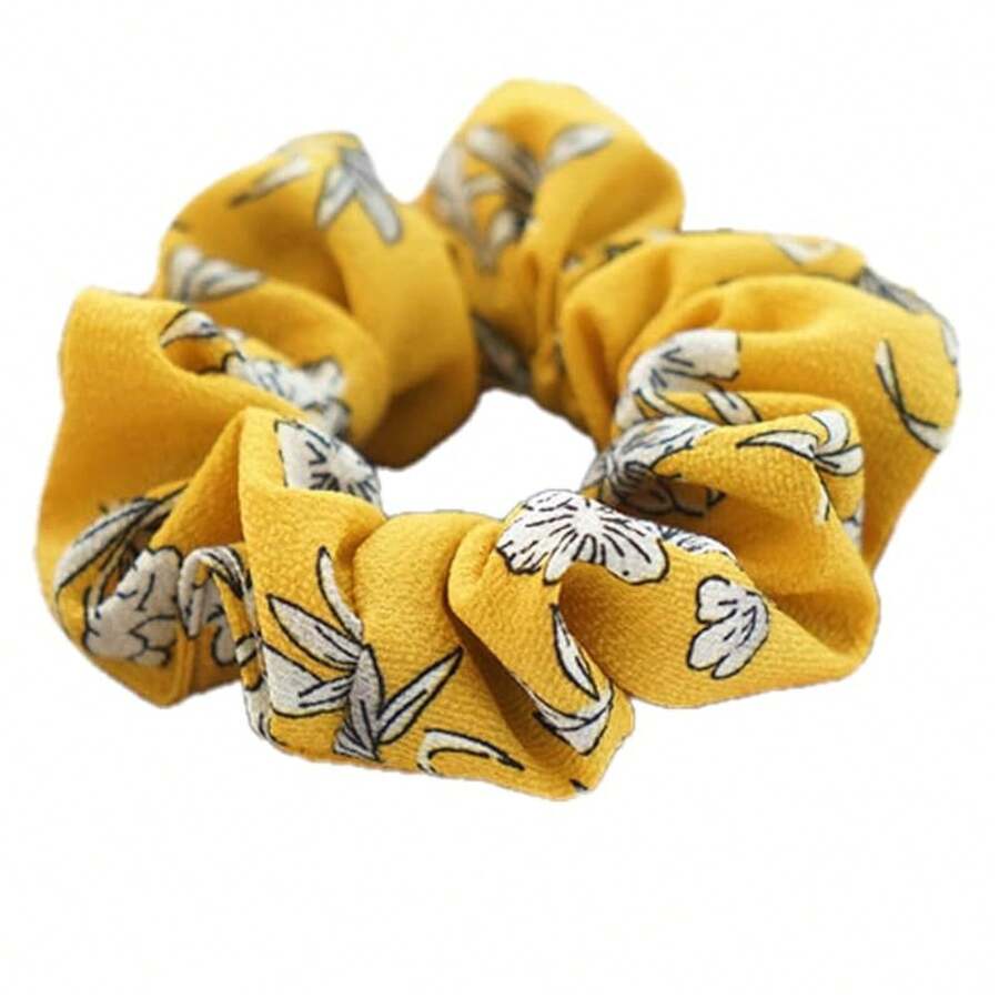 Korean Style Pearl Scrunchies - Fashion Floral Fabric Hair Ties Women - Korean Flower Accessoriesvalentine's Day RFC0 - 82-黃色 - 查看 1