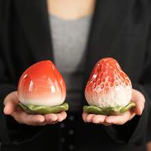 1 Piece Of Simulated Ceramic Fruit Persimmon Money Jar, Tea Sealed Jar, Creative Strawberry Ceramic Jar, Home Decoration Ornament