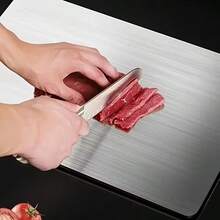 3PCS Stainless Steel Cutting Board Multi Size Cutting Board Kitchen Cutting Board Non Stick Metal Cutting Board For Fruits And Vegetables Very Suitable For Various Cooking Tasks - 銀色 - 查看 6