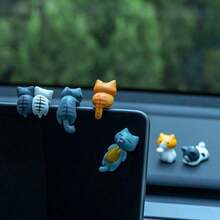 6pcs Cute Cartoon 3D PVC Cat Shaped Ornament Creative Decor Accessories, Suitable For Car Dashboard And Interior, Comes With Adhesive Gel - Nhiều màu - Xem 1