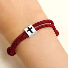 Vòng tay hợp kim Milan hình khối chữ thập có thể điều chỉnh dành cho nam và nữ - đi qua - Xem 17