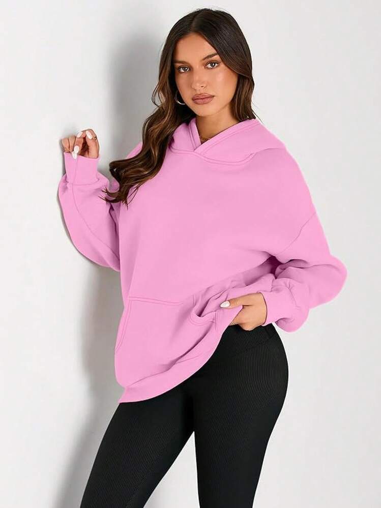 Oversized Fleece Hoodies, Fall & Winter Fashion Pullover Sweatshirts Women - 粉色 - 查看 2