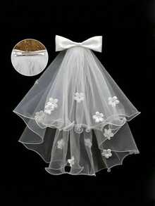 1pc Floral Print Elegant Polyester Bowknot Flower Hair Clip, Ethereal Wedding Photo Prop, Suitable For All Seasons, Claw Clips, Hair Claws, Clips For Hair, Hair Slide, Hair Barrettes, Vacation Outfits Woman, Bows, Cute