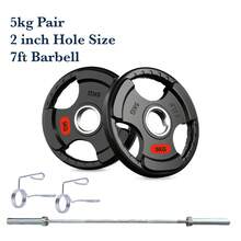 Shark Power Gear Tri Grip Weight Plates (Pair & Sets) – Compatible With 2 Inch Barbell (4ft / 5ft / 6ft / 7ft) – Full Home Gym Strength Kit - A - Ver 45